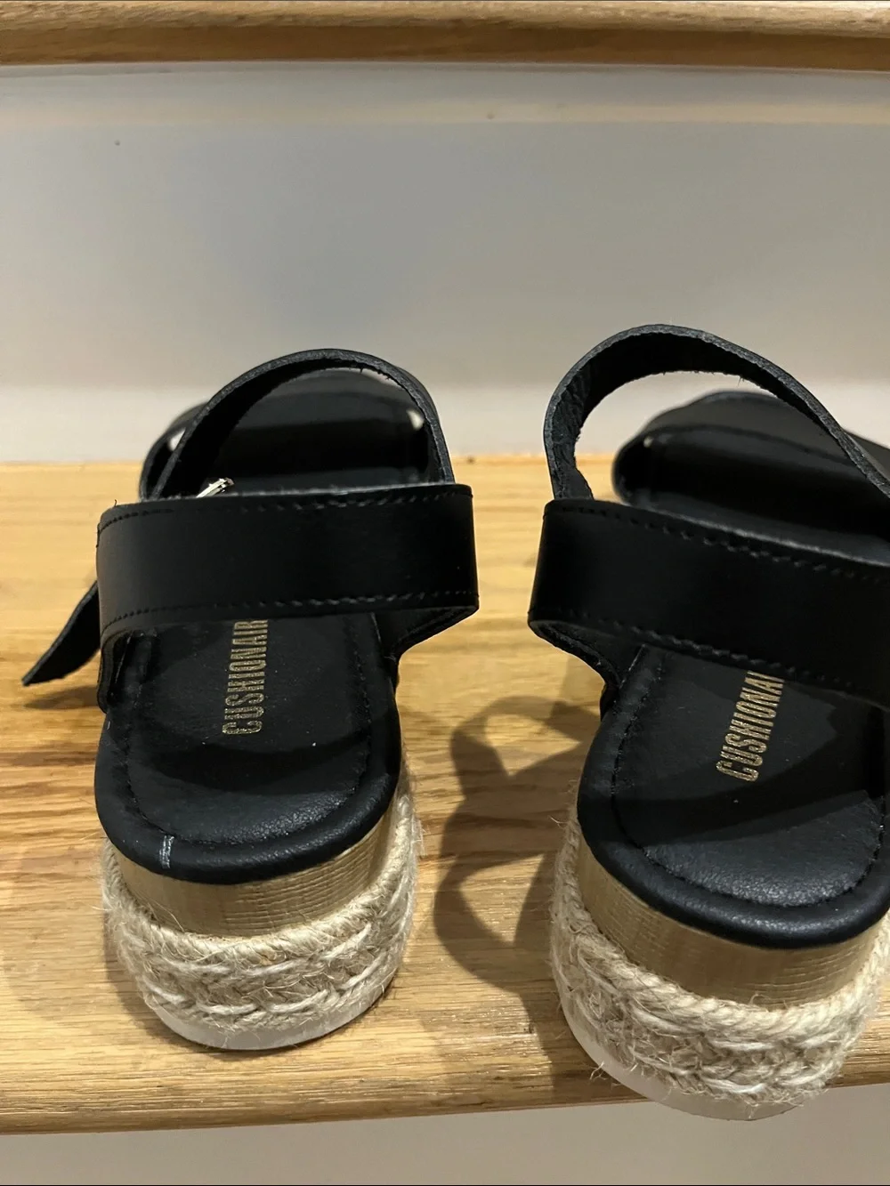 Platform Espadrille Sandals with Ankle Strap - Black